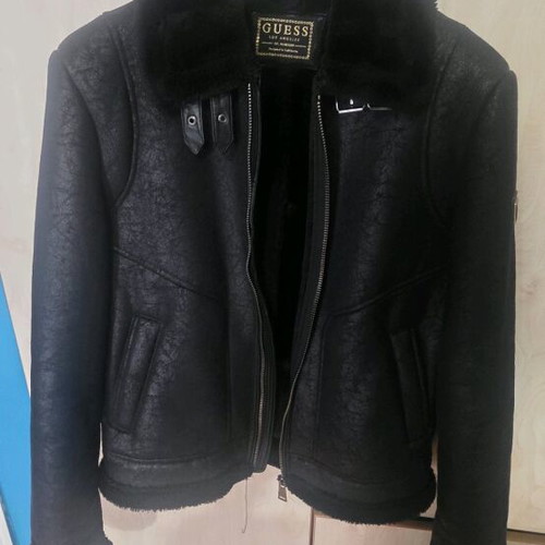 Guess Faux Leather Aviator Jacket men's used size M black