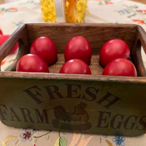 Vintage English Wooden Egg Holder Fresh Farm Eggs like new