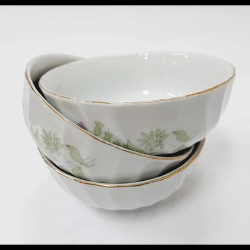 Vintage porcelain bowl set used, pack of 3, 12.5 cm