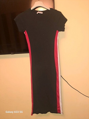 Women's dress like new, black with red and white stripe, size M