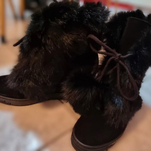 R.Polański boots new, platform suede fur black