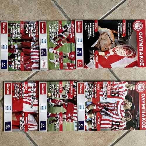 Olympiakos match programs set of 11, like new, 2011-13 seasons