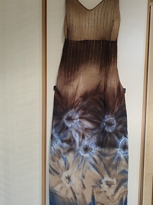 Bill Cost Boho Brown Tie-Dye Maxi Dress with Cross Back, like new