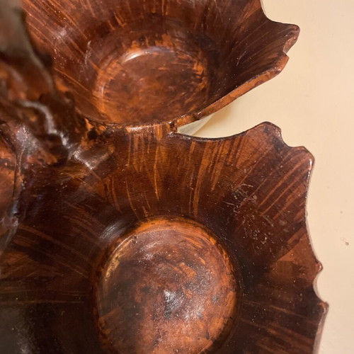 Ceramic decorative dish for treats like new with wood-look glaze