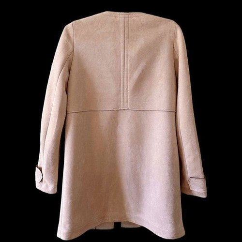 Zara baby pink faux suede coat new, size Large
