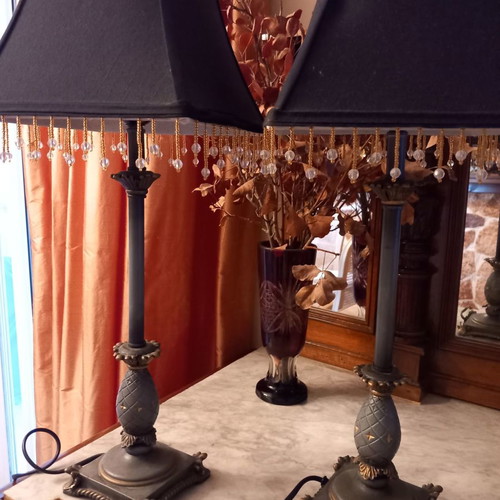 Set of lampshades used, beautiful table lamps 0.60m height