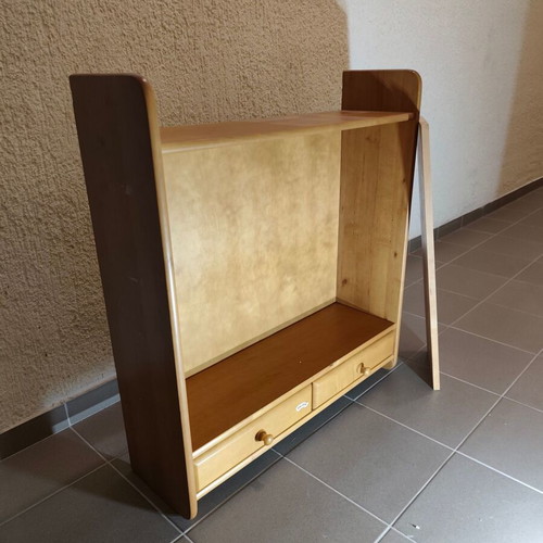 Wall-mounted furniture with 2 shelves and 2 drawers used, set of 2