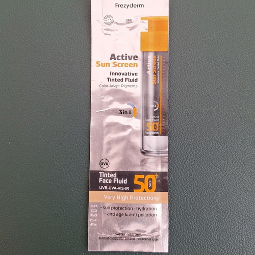 Frezyderm Active Sun Screen Face SPF 50 Tinted liquid sunscreen samples 8x2ml new