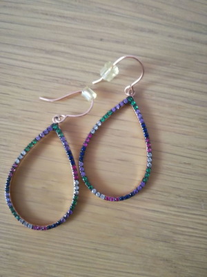 Earrings with colorful stones new, dangle style