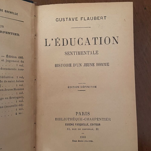 L'Education Sentimentale by Gustave Flaubert, like new, Paris 1903 edition