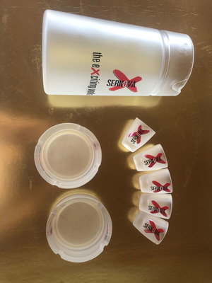 Serkova shot glasses set with large pitcher and ashtrays new