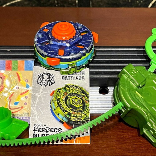 Beyblade XTS Stealth Battler X-201 Kerbecs Blade Blast used with launcher and card