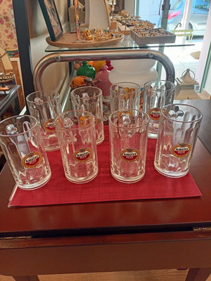 Ποτήρια μπύρας Amstel γυάλινα μεγάλα, σετ 8 σαν καινούργια