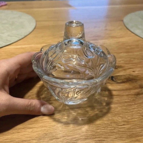 Crystal container with lid tulip design like new