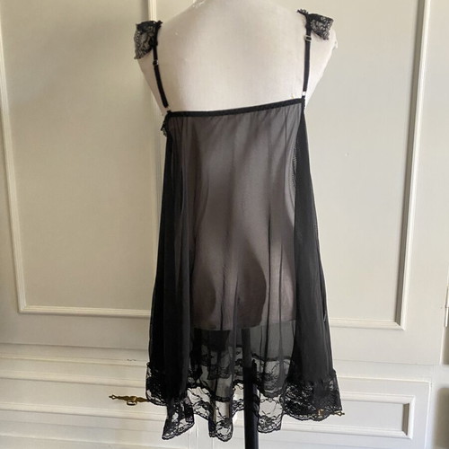 Black transparent babydoll lingerie nightdress one size new