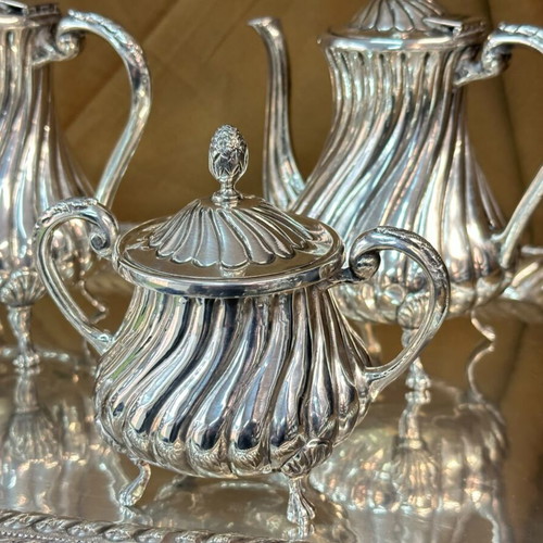 Silver Serving Set 5 Pieces Like New with Artistic Design