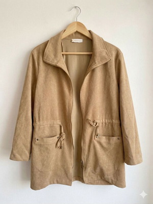 Derpouli Μπεζ Καφέ Σουέντ Μπουφάν Σαν Καινούργιο