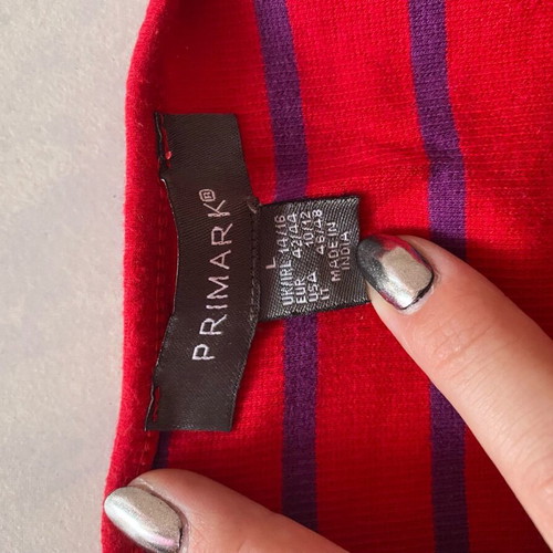 Τιραντέ ριγέ crop top Primark κόκκινη μωβ αφόρετο