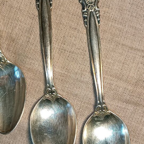 Vintage dessert spoons used, set of 5 pieces