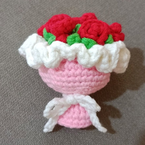 Crocheted bouquet handmade with flowers