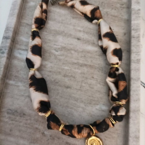 Bandana necklace with animal print new, multicolor