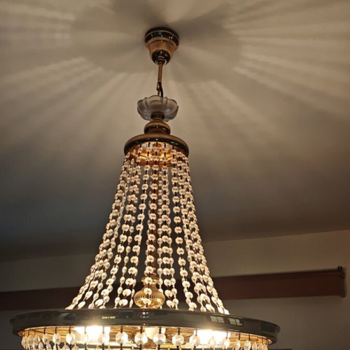 Vintage Empire Basket crystal chandelier, solid brass & Bohemia crystals