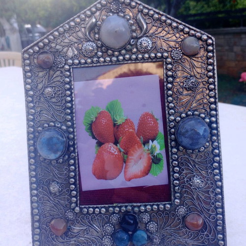 Alpaca frame with agate stone insets like new