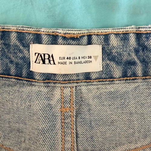 Zara women's light wash denim shorts size L 40 button fly like new