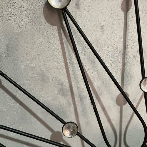 Decorative wall art used, black metal star frame with mirror