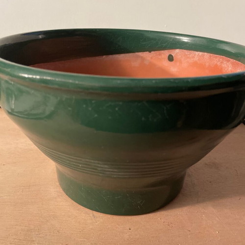 Clay green flowerpot cachepot without hole 22cm diameter X 13 height No3 new
