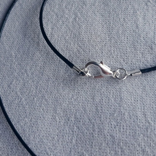 White Crystal Necklace new, semiprecious stone, black strap