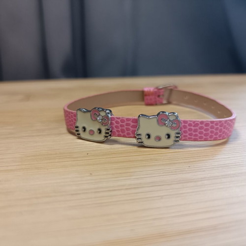 Hello Kitty pink faux leather bracelet with metal charms