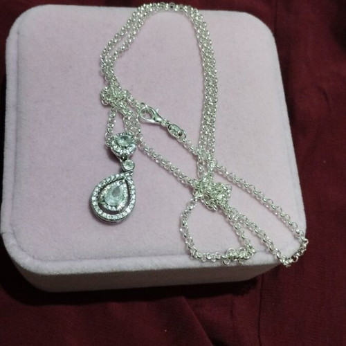 Silver chain with pendant tear drop new