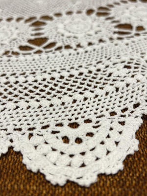 Crocheted round tablecloth white, 78 cm diameter, new