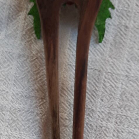 Vintage wooden hairpin with leather flower, like new