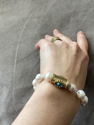 Handmade aforet bracelet new, beige and gold