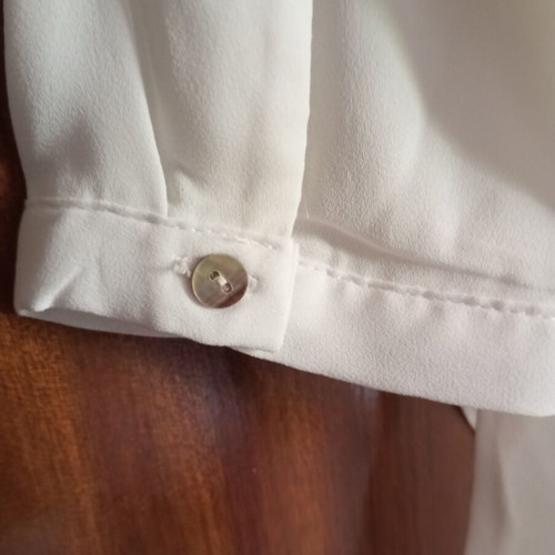 White airy long shirt with V neckline
