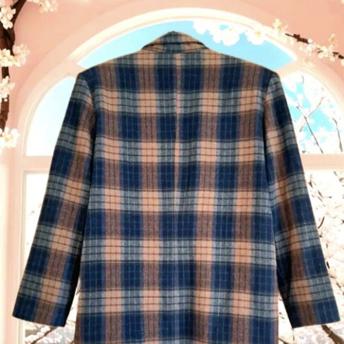Vintage wool plaid oversized blazer like new, multicolor