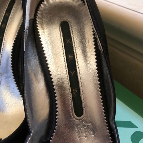 Keys shoes pumps used, leather and satin, size 38, black