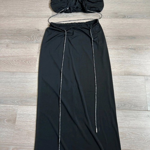 Womens set two pieces black with silver glitter like new