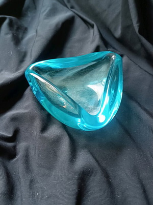 Glass ashtray used, blue Murano style vintage