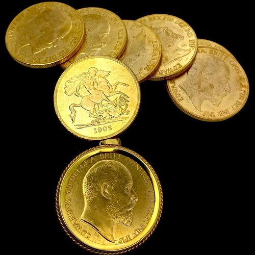 English Edward 1902 five-pound coin new with 22-carat gold plating and 925 silver