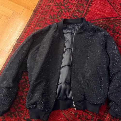 Diesel bomber jacket black with subtle rhinestone design, like new, kids XXS