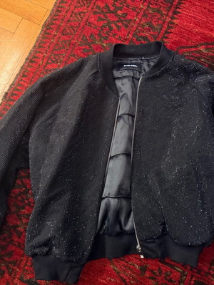 Diesel bomber jacket μαύρο με διακριτικό σχέδιο από στρας, σαν καινούργιο, παιδικό XXS