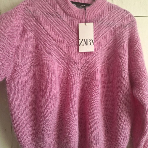 Zara women's sweater new, 100% wool, pink, size L
