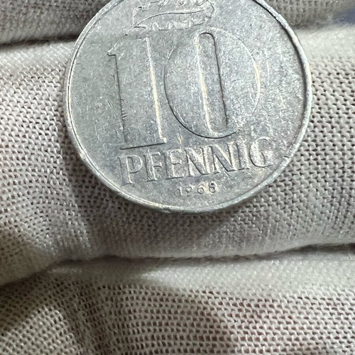 Retro 10 Pfennig Coin 1968 used, GDR