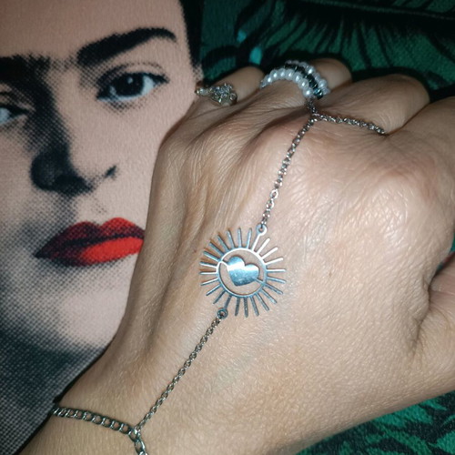Steel silver bracelet-ring handmade new