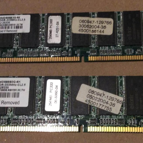 Elixir 256MB DDR1 RAM PC2100U 266 MHz computer memory set of 2 used