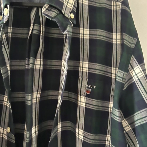 Gant shirt large plaid dark green white blue like new
