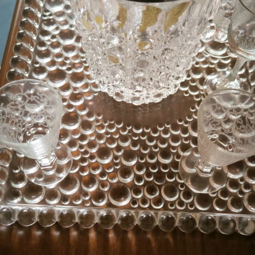 Crystal vintage drink set with tray, glasses and pitcher